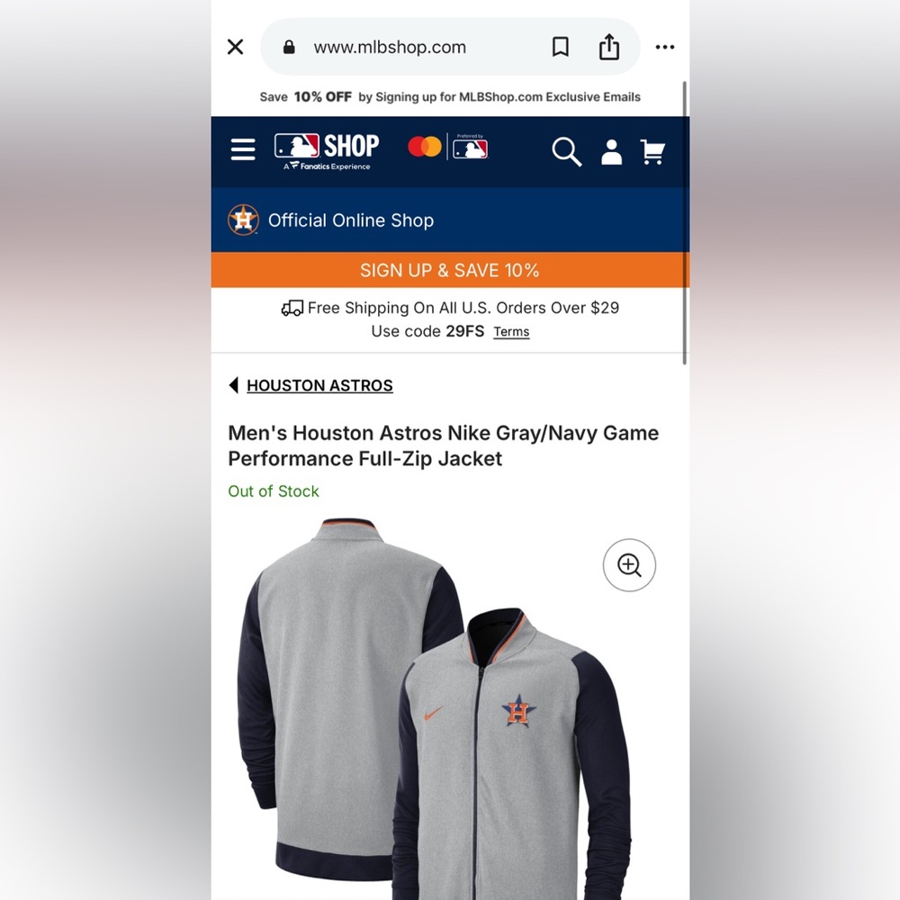 Men's Houston Astros Nike Dry-Fit Gray Blue Game Performance Full Zip Jacket - Picture 13 of 14